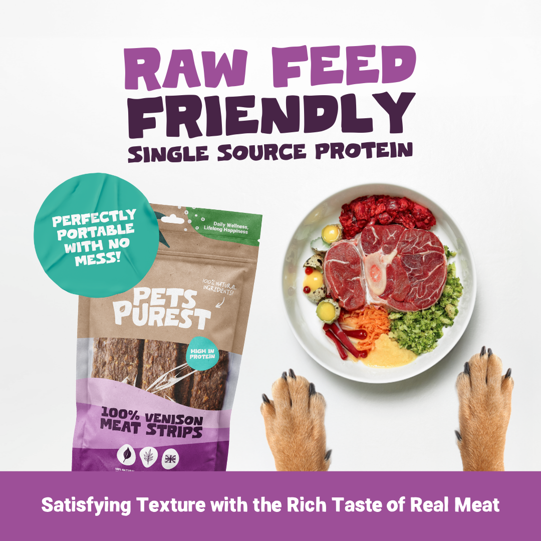 100% Natural Venison Meat Strips for Dogs | 100g