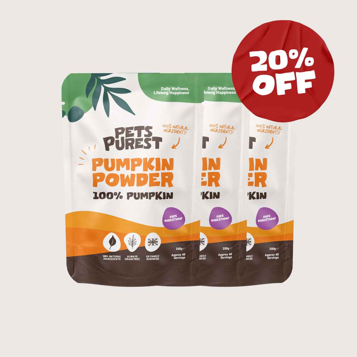 Pumpkin Powder for Dogs & Cats | 3 Pack Bundle