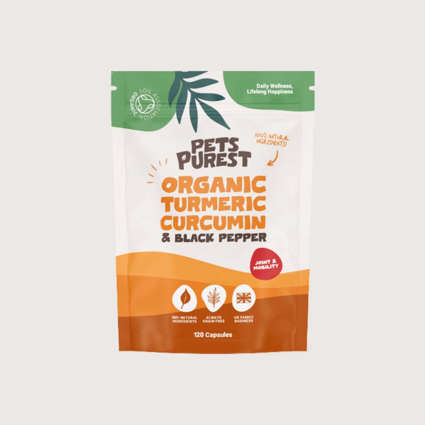 Organic Turmeric Curcumin & Black Pepper for Dogs and Cats | 120 Capsules