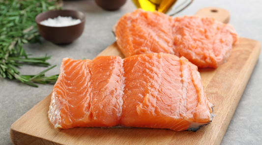 salmon jumping through water