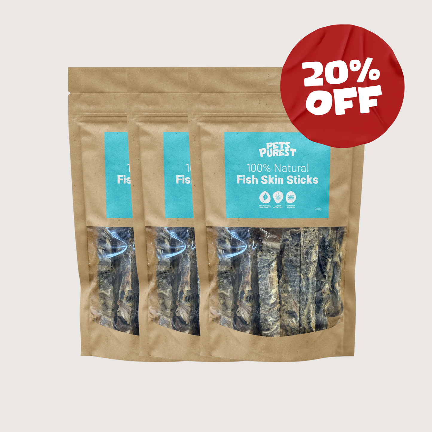 100% Natural Fish Skin Sticks | 3 Pack Bundle