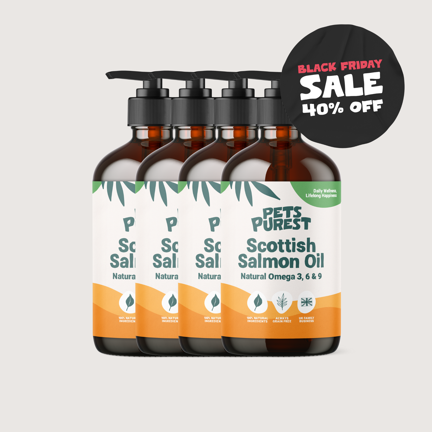 Natural Scottish Salmon Oil 300ml | 4 Pack Bundle