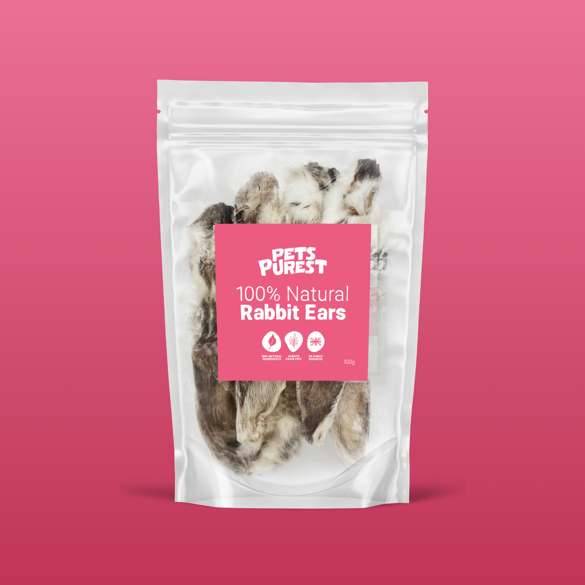100% Natural Rabbit Ears with Fur for Dogs | 100g