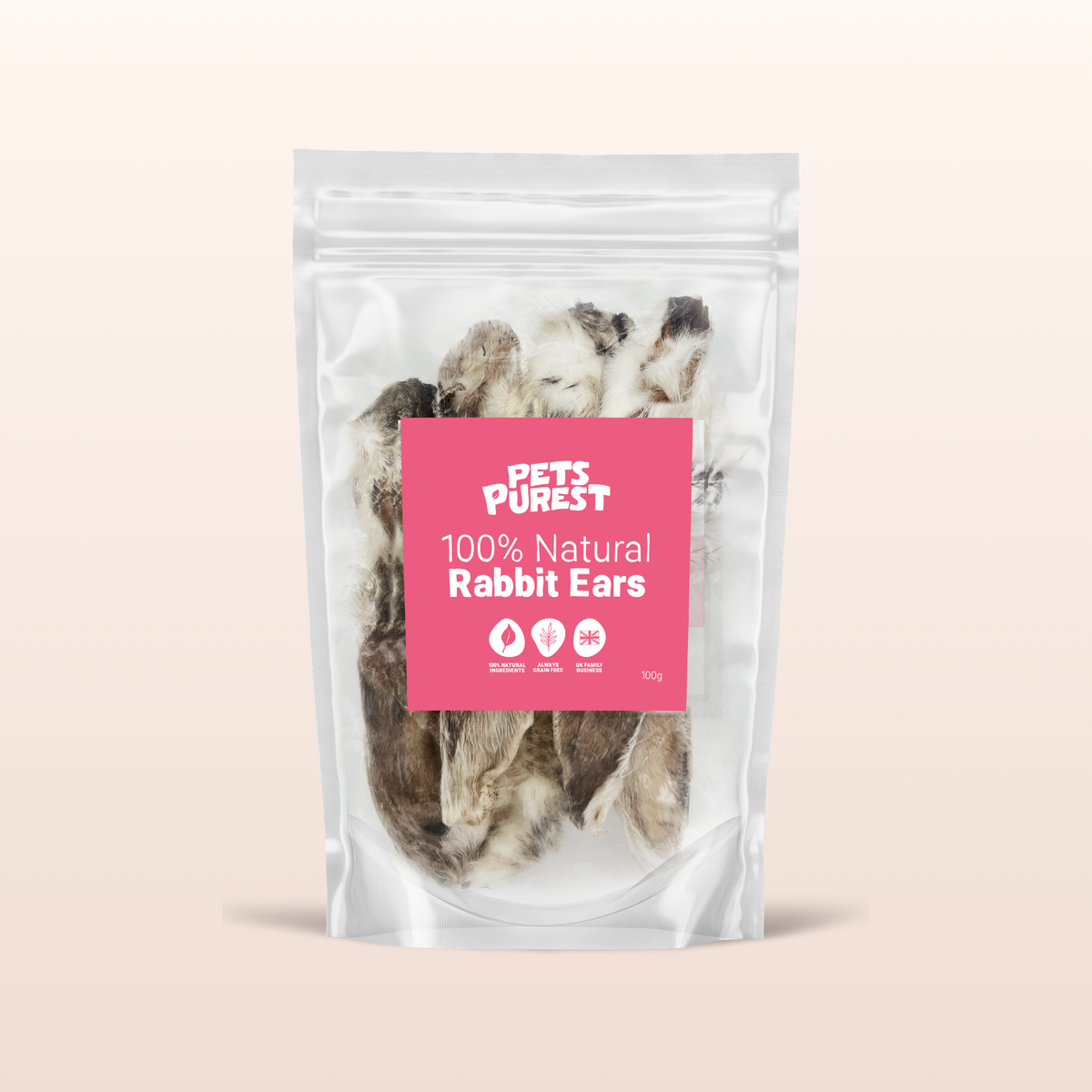 100% Natural Rabbit Ears with Fur for Dogs | 100g