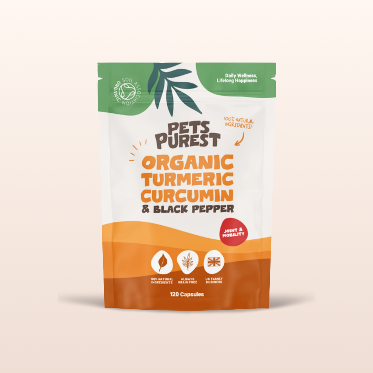 Organic Turmeric Curcumin & Black Pepper for Dogs and Cats | 120 Capsules