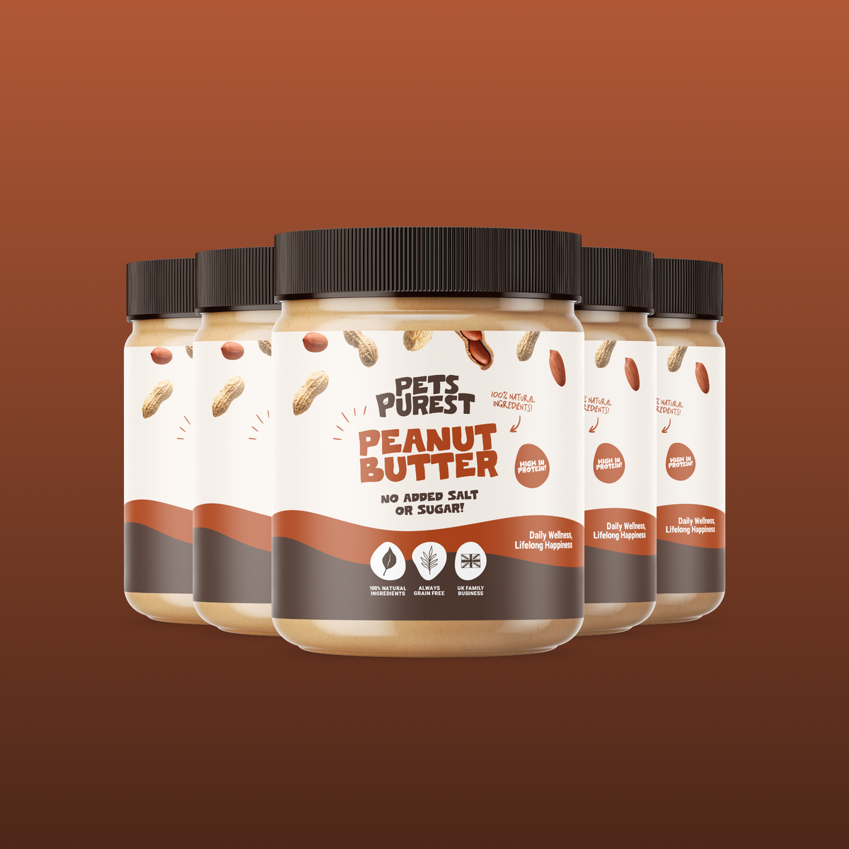Natural Peanut Butter for Dogs 340g | 5 Jar Bundle