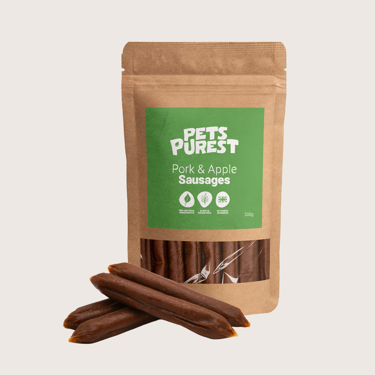 Pork & Apple Sausages for Dogs | 200g