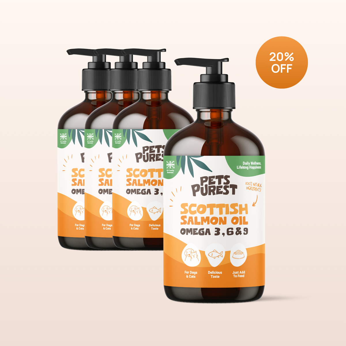 Natural Scottish Salmon Oil 300ml | 4 Pack Bundle