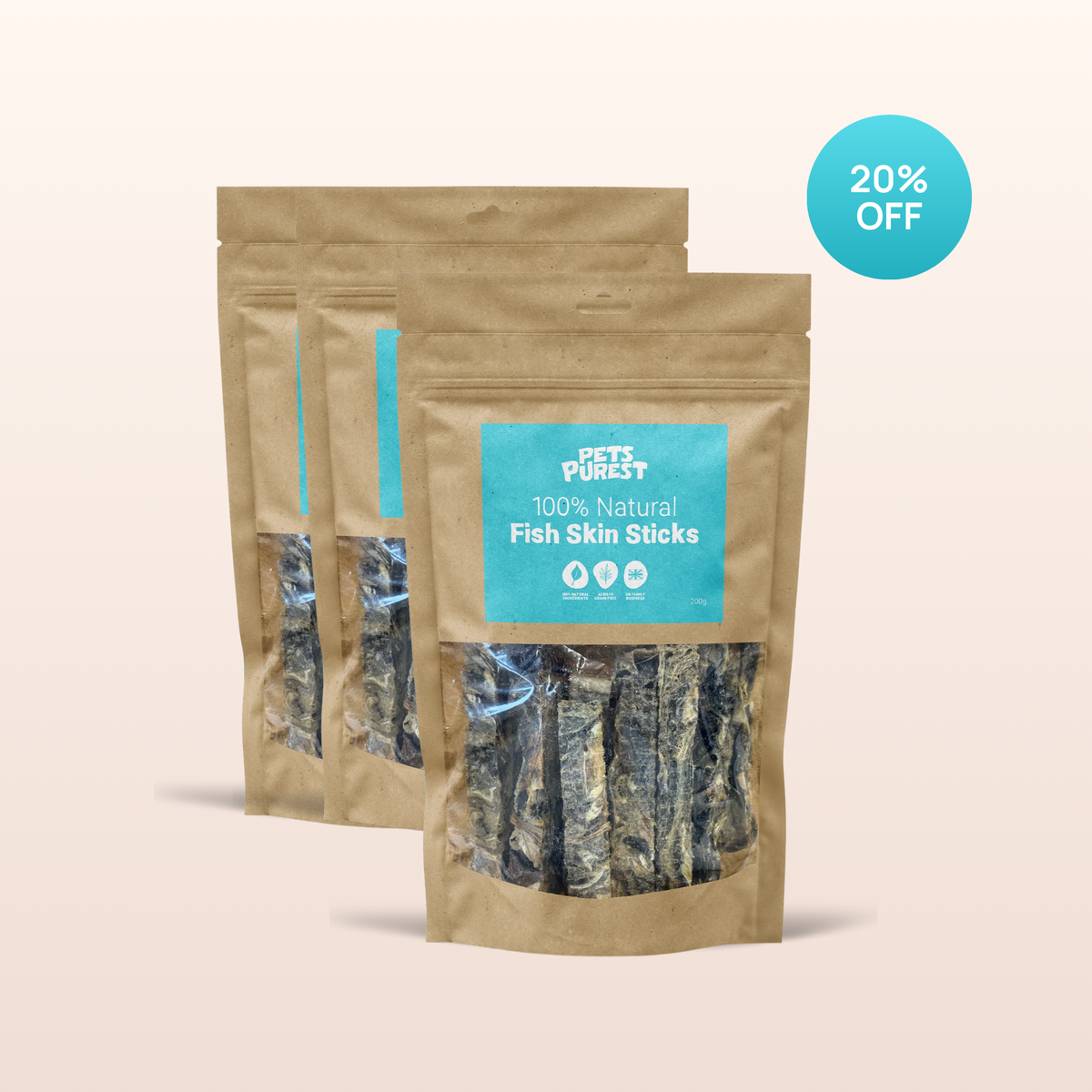 100% Natural Fish Skin Sticks | 3 Pack Bundle