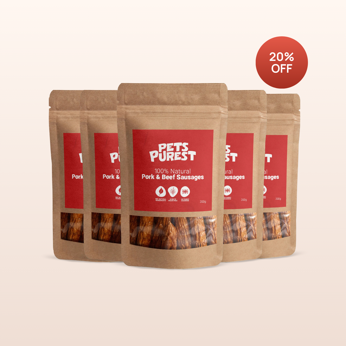 Pork & Beef Sausages 200g | 5 Pack Bundle