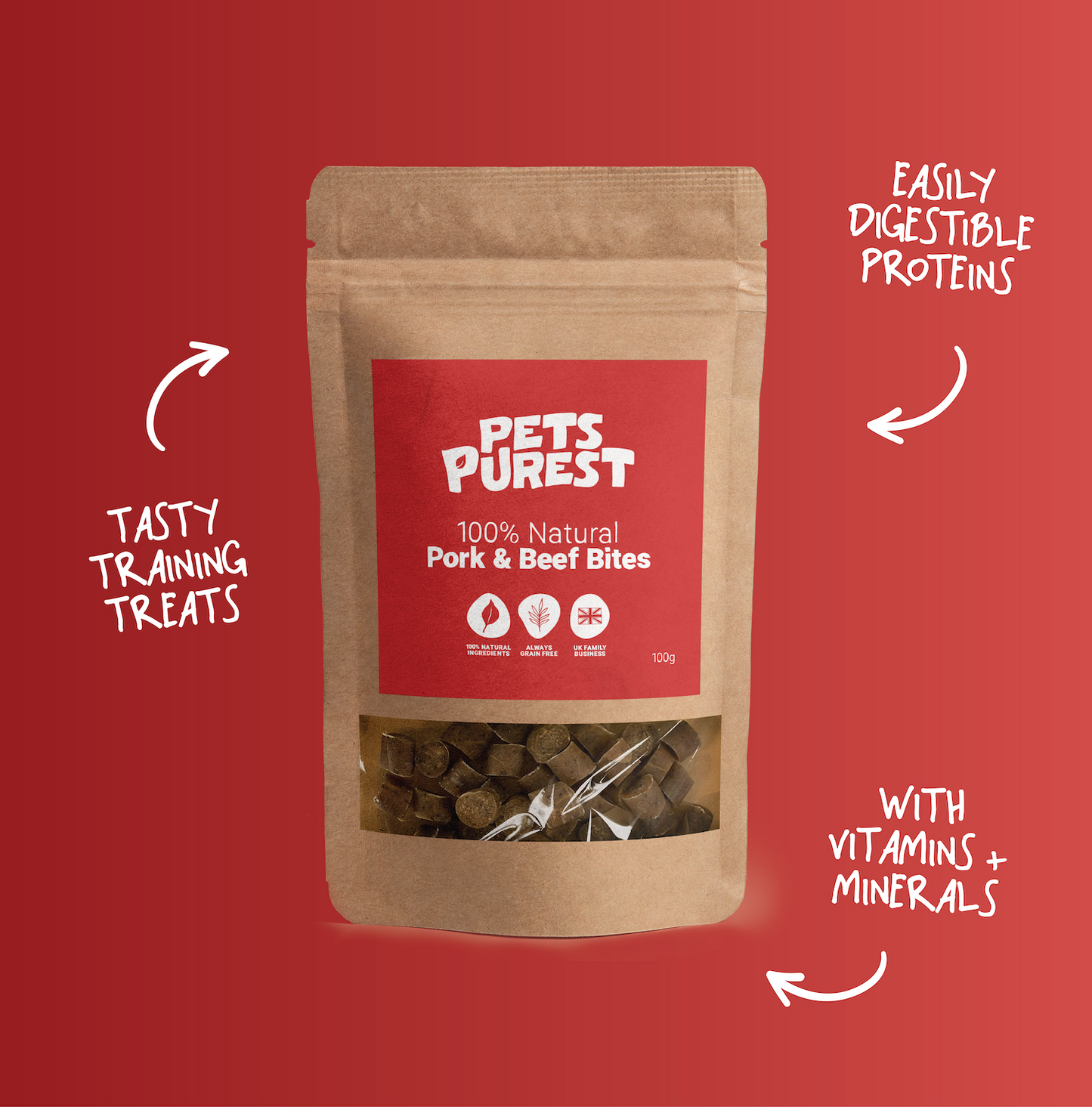 100% Natural Pork & Beef Bites | 100g