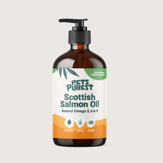 1000ml bottle of 100% natural, pure Scottish salmon oil for pets – omega 3 & 6