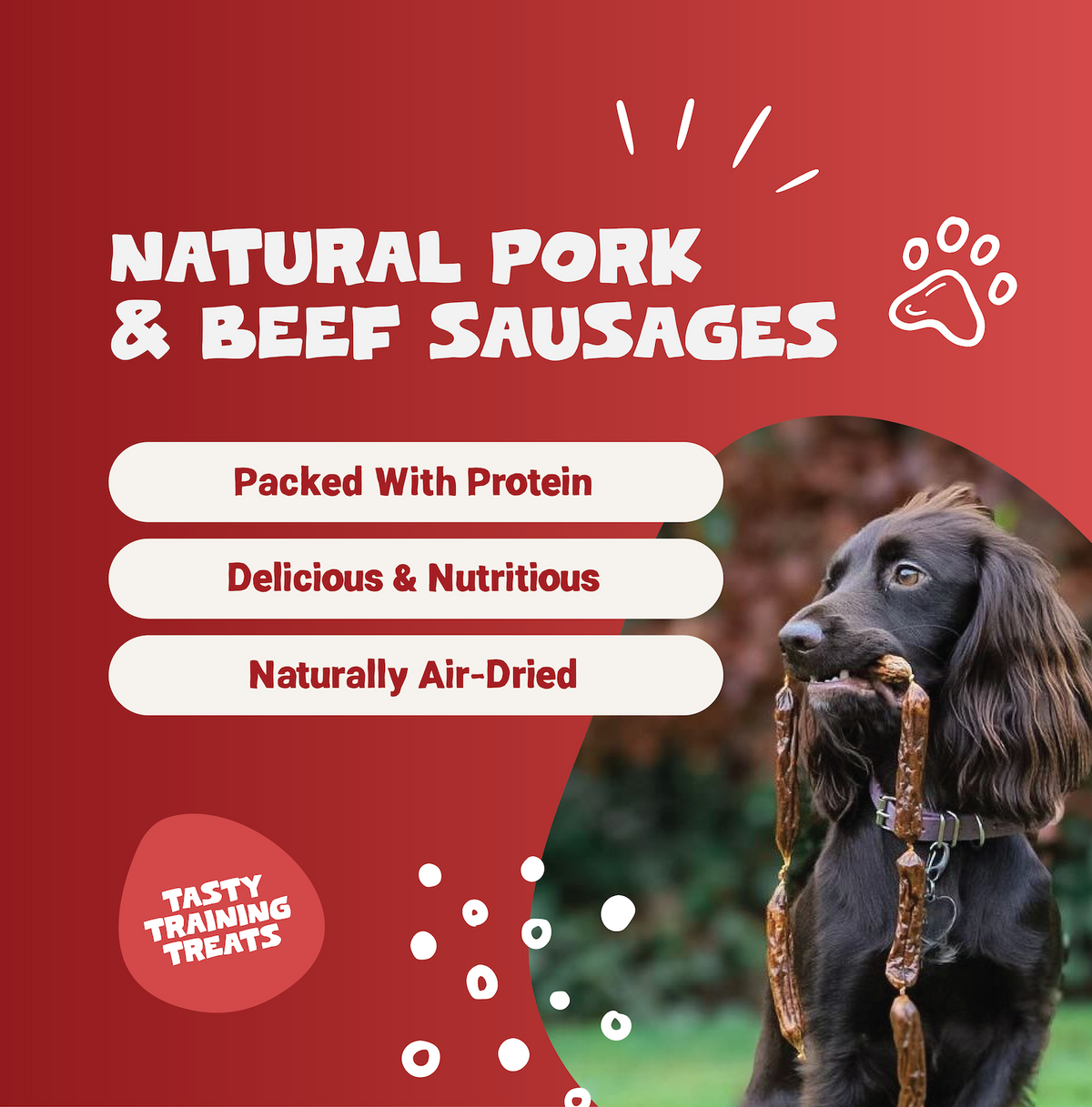 Pork & Beef Sausages for Dogs | 200g