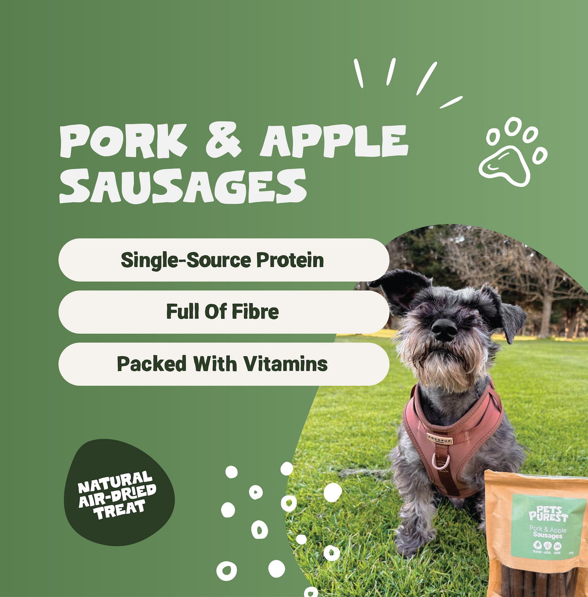 Pork & Apple Sausages for Dogs | 200g