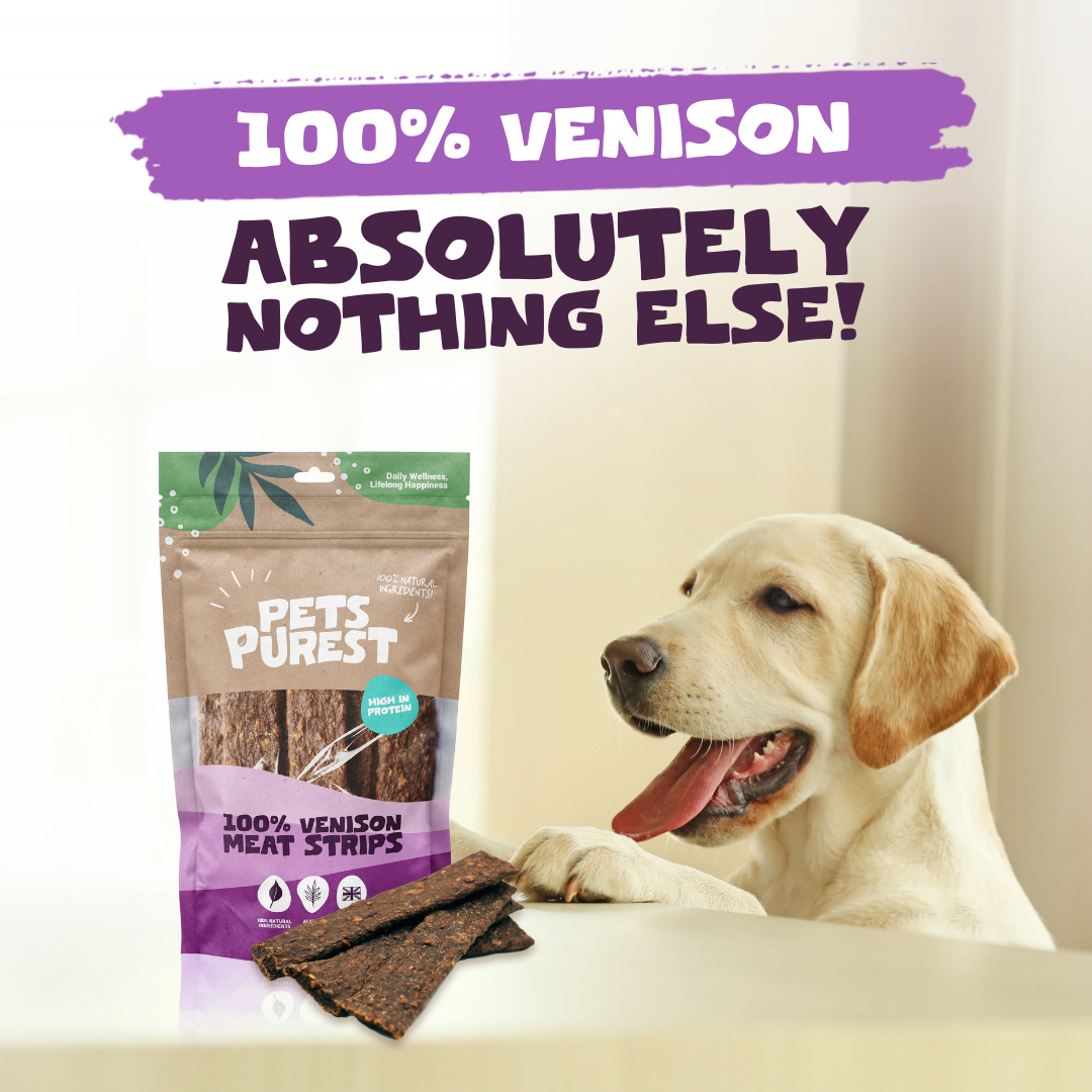 100% Natural Venison Meat Strips for Dogs | 100g