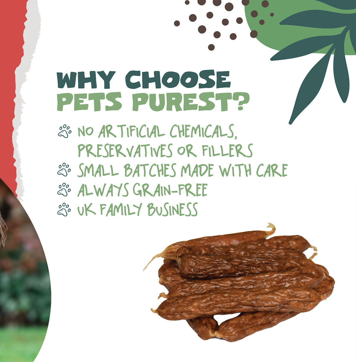 Pork & Beef Sausages for Dogs | 200g