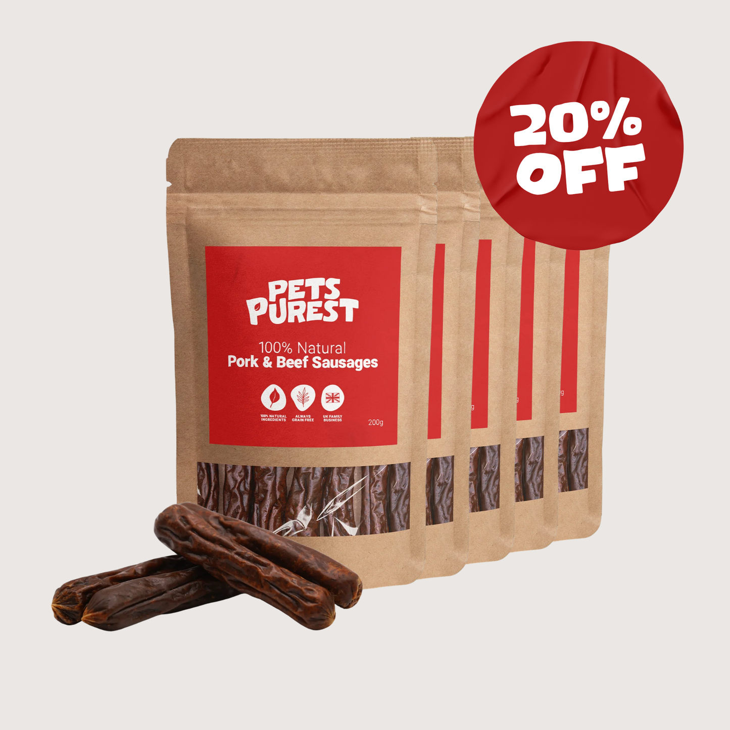 Pork & Beef Sausages 200g | 5 Pack Bundle