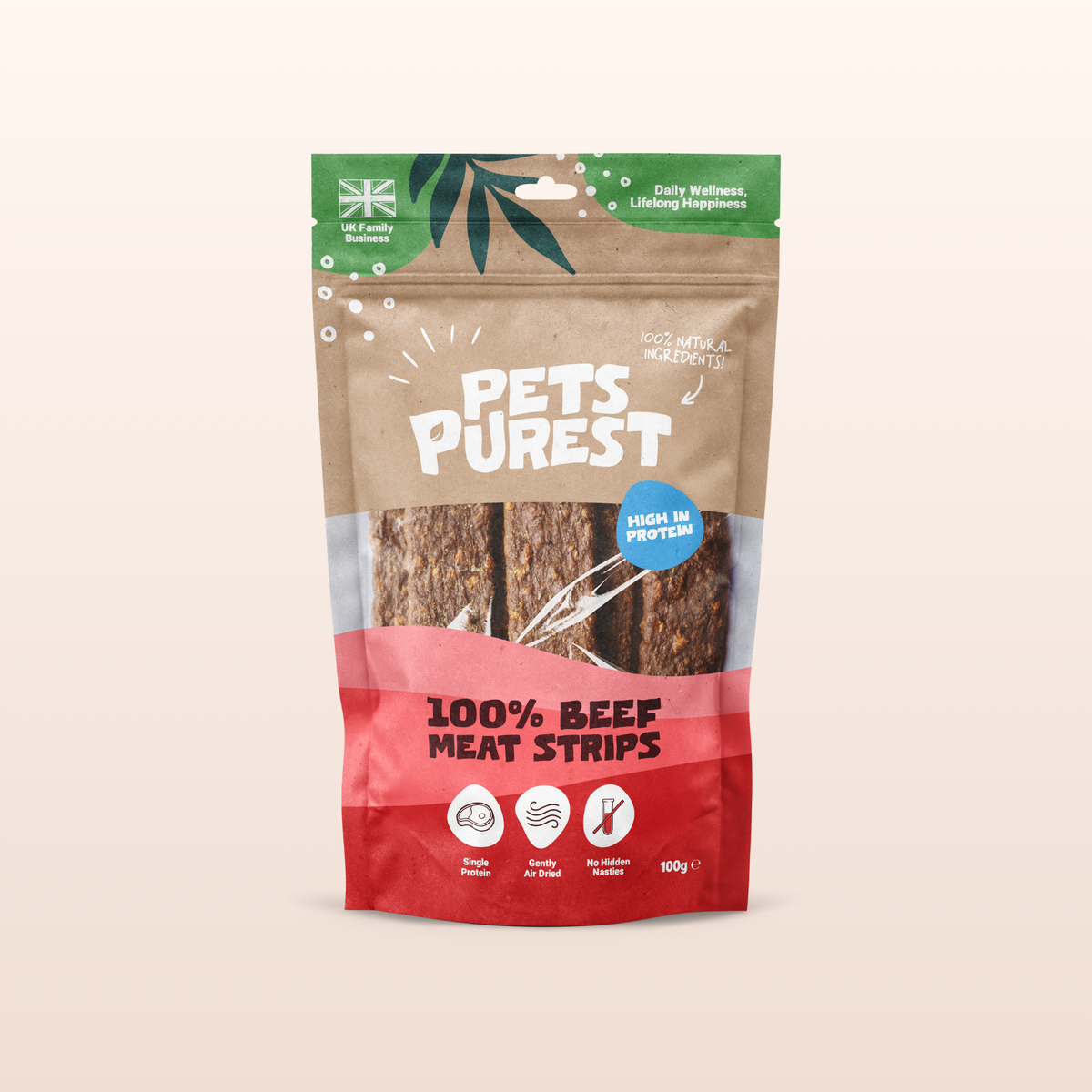 100% Natural Beef Meat Strips for Dogs | 100g