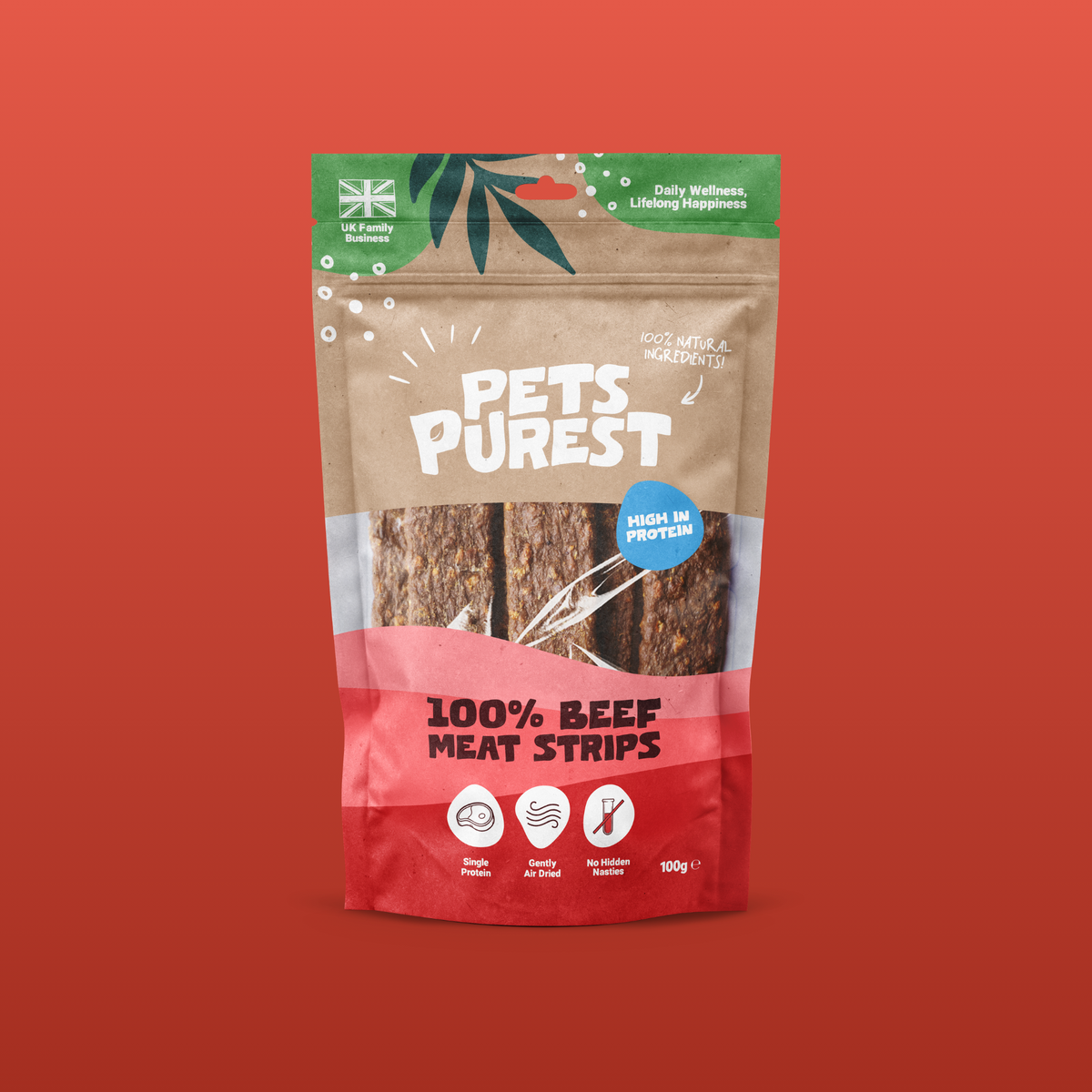 100% Natural Beef Meat Strips for Dogs | 100g