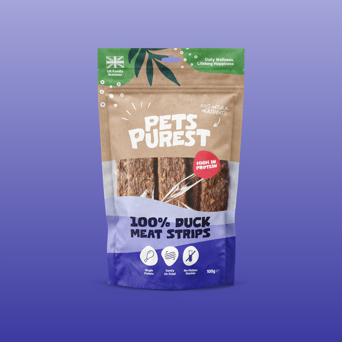 100% Natural Duck Meat Strips for Dogs | 100g