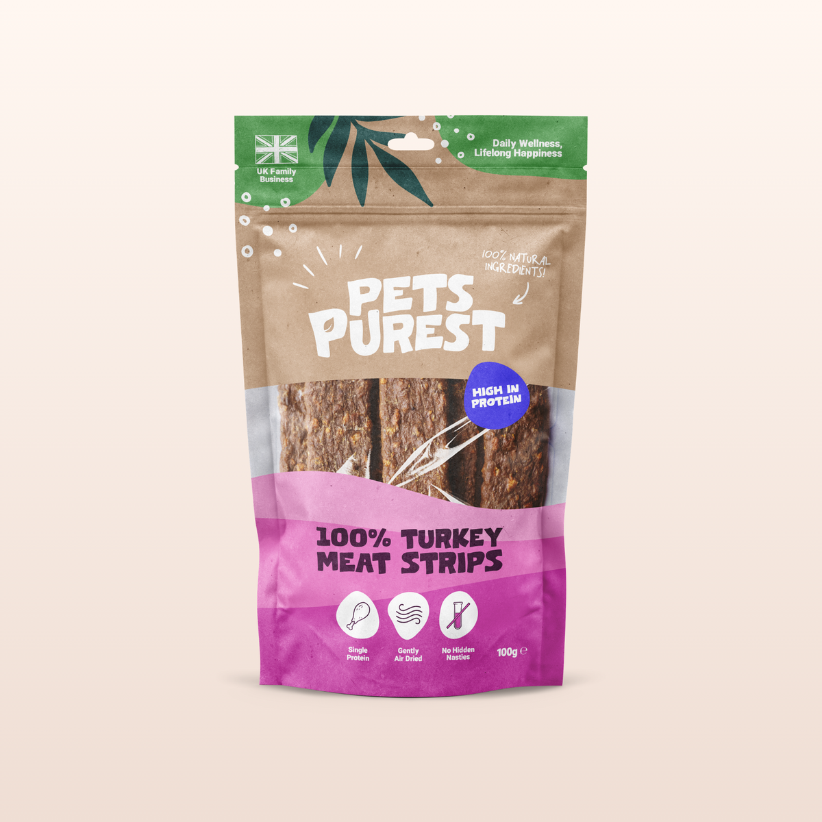 100% Natural Turkey Meat Strips for Dogs | 100g
