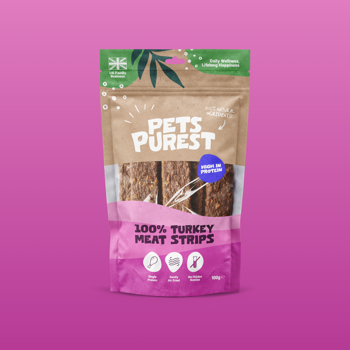100% Natural Turkey Meat Strips for Dogs | 100g