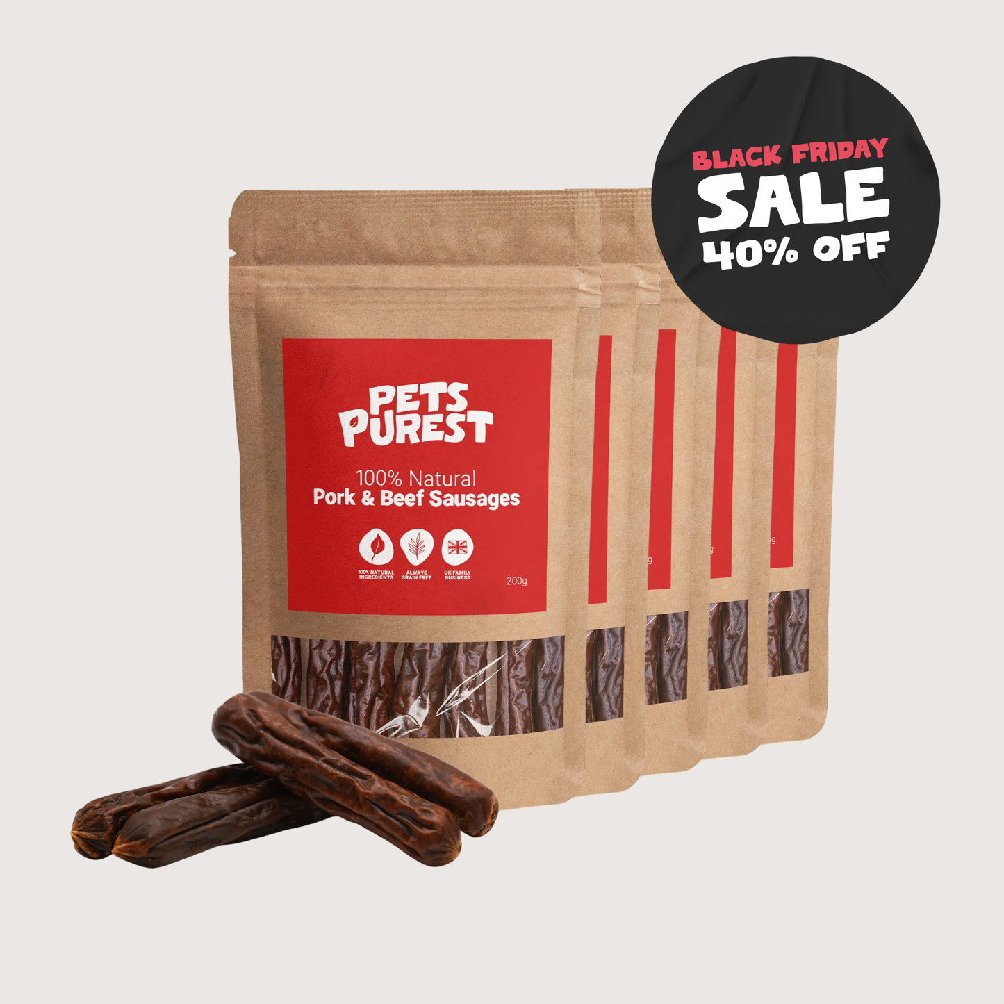 Pork & Beef Sausages 200g | 5 Pack Bundle