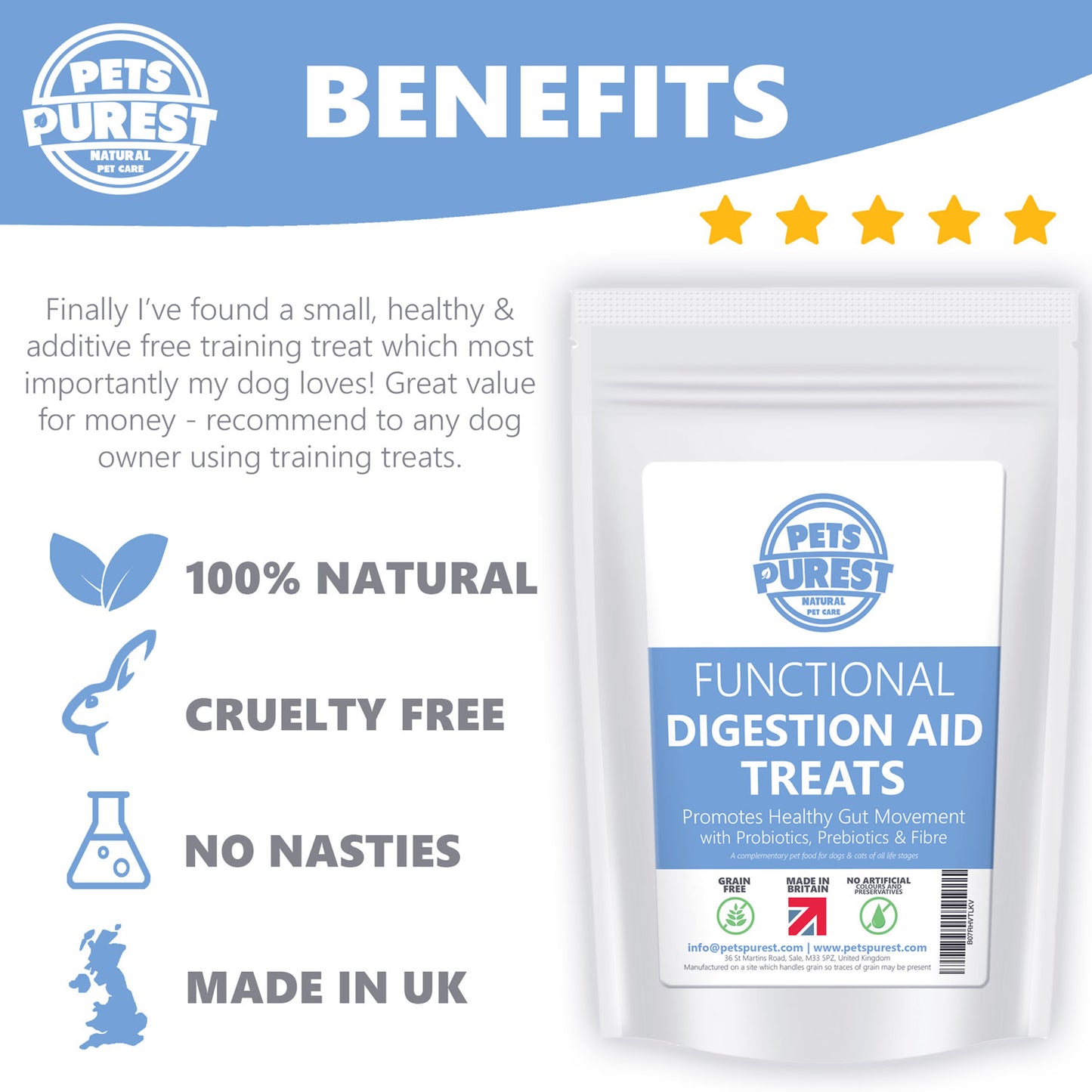 100% Natural Grain Free Digestion Aid Premium Treats | 70g