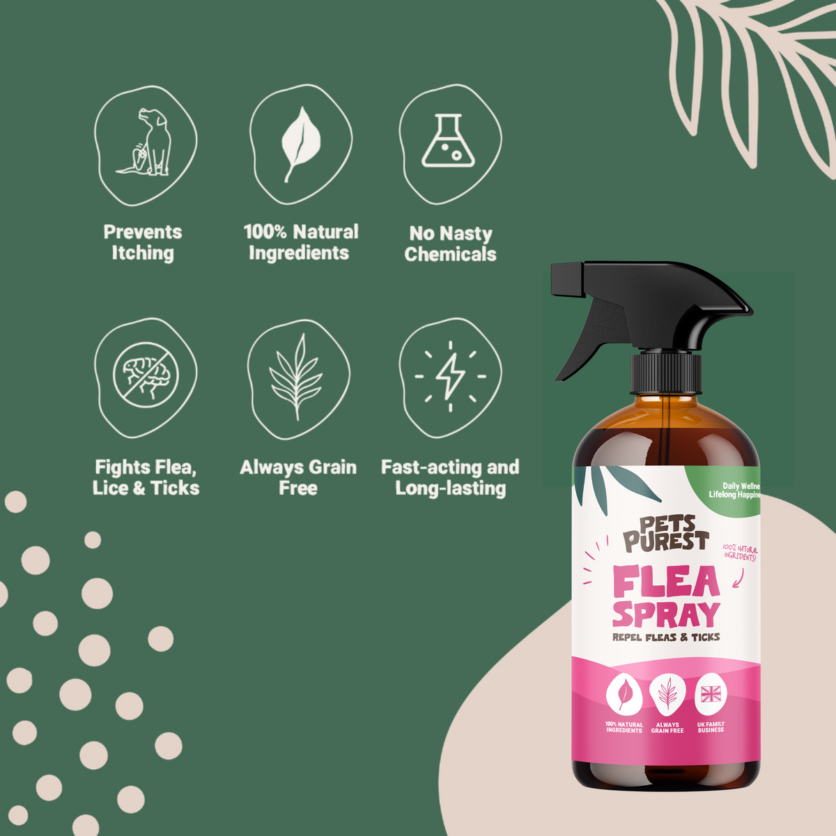 Natural Flea, Lice & Tick Spray for Dogs | 500ml