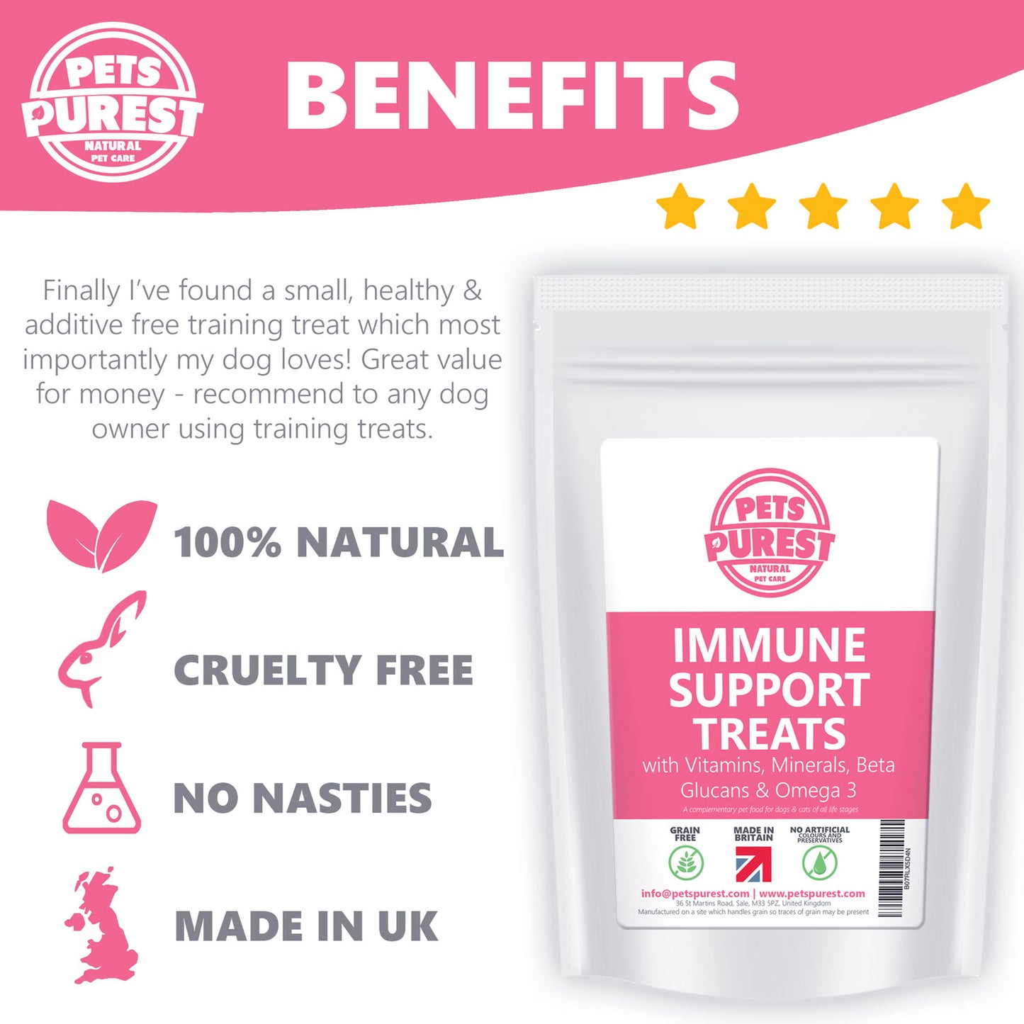 100% Natural Grain Free Immune Support Premium Treats | 70g