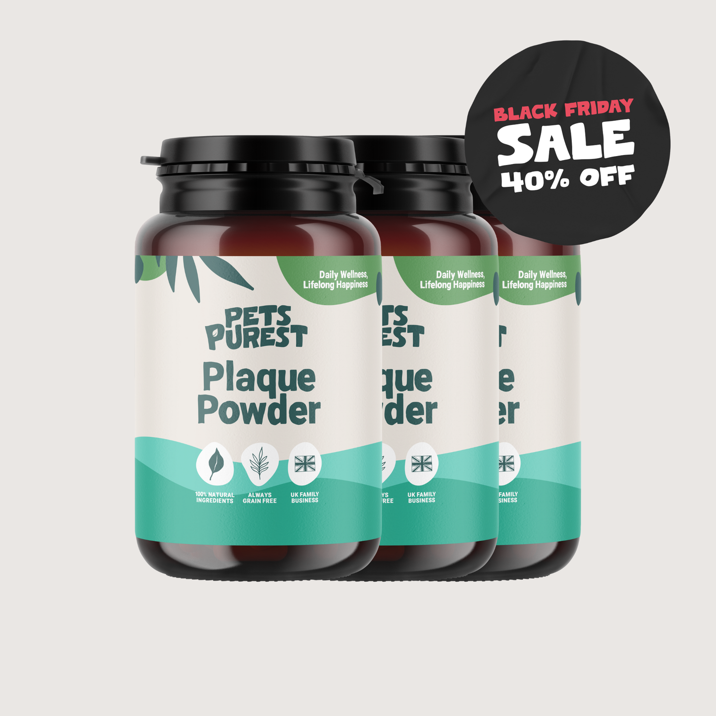 Natural Plaque Removal Powder 185g | 3 Tub Bundle