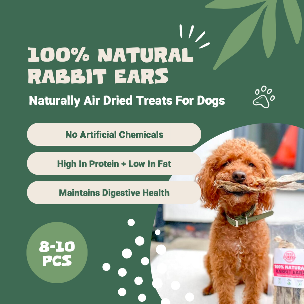 100% Natural Rabbit Ears with Fur for Dogs | 100g