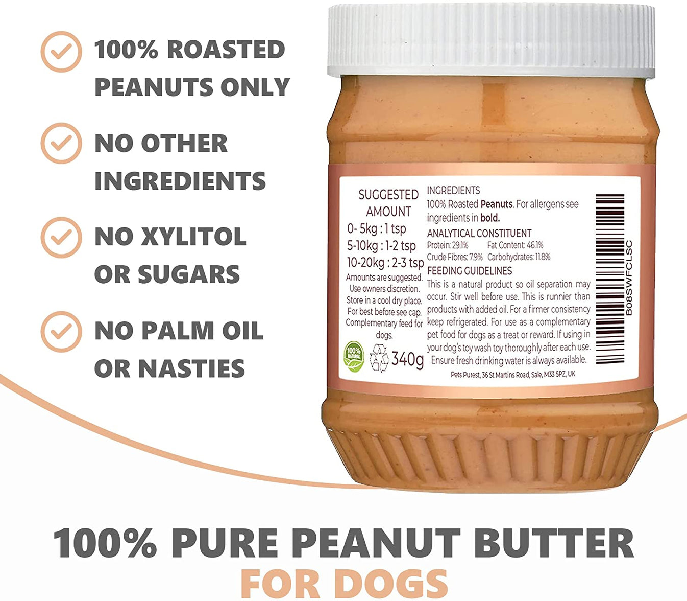 Peanut Butter For Dogs 100 Natural Pets Purest
